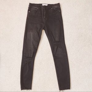 Free People Distressed Skinny Black Jeans